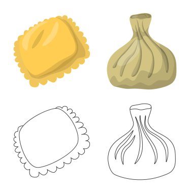 Ürün ve pişirme logo vektör Illustration. Ürünler ve web için hisse senedi simgesi meze koleksiyonu.