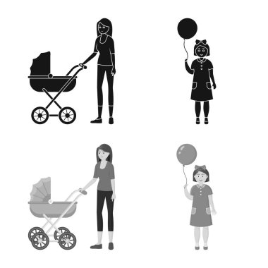 Karakter ve avatar logo vektör Illustration. Hisse senedi için karakter ve portre vektör simge kümesi.