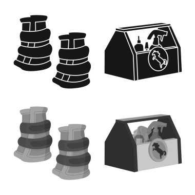 Ekipman ve binicilik sembolü yalıtılmış nesne. Hisse senedi için ekipman ve rekabet vektör simge kümesi.