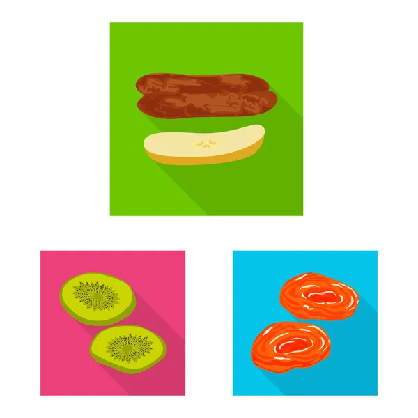 Geïsoleerde object van fruit en gedroogde symbool. Set van fruit en voedsel vector pictogram voor voorraad. — Stockvector