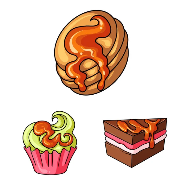 Tatlı ve tatlı işareti vektör tasarımı. Stok için tatlı ve gıda vektör simgesi seti.