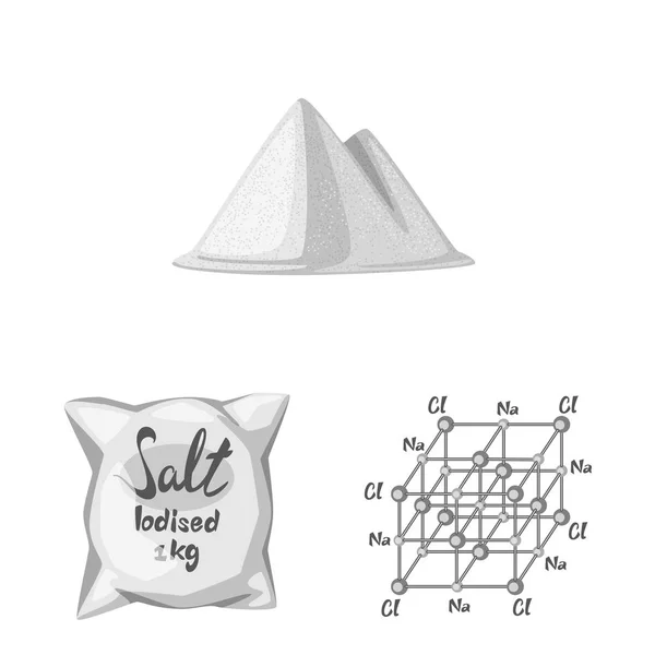 Isolierte Objekt von Salz und Lebensmittel-Symbol. Salz- und Mineralstofflagersymbol für das Netz. — Stockvektor