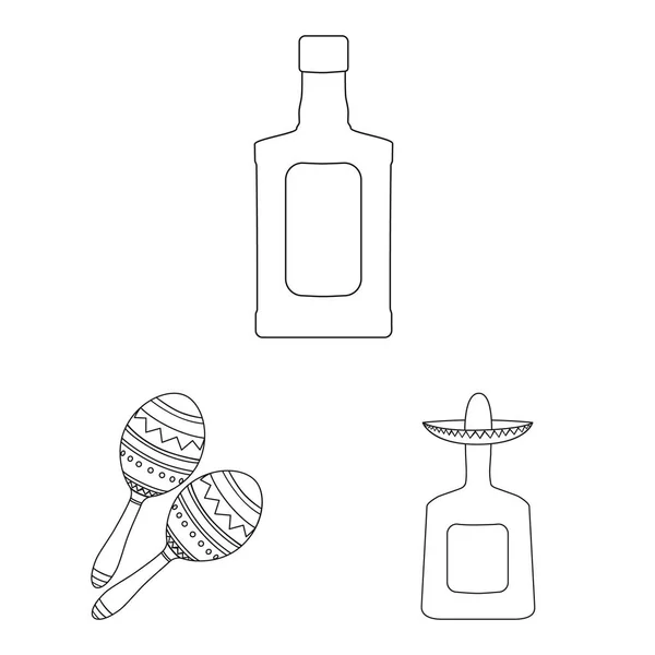 Diseño vectorial de México y signo de tequila. Conjunto de México y fiesta vector icono para stock . — Vector de stock