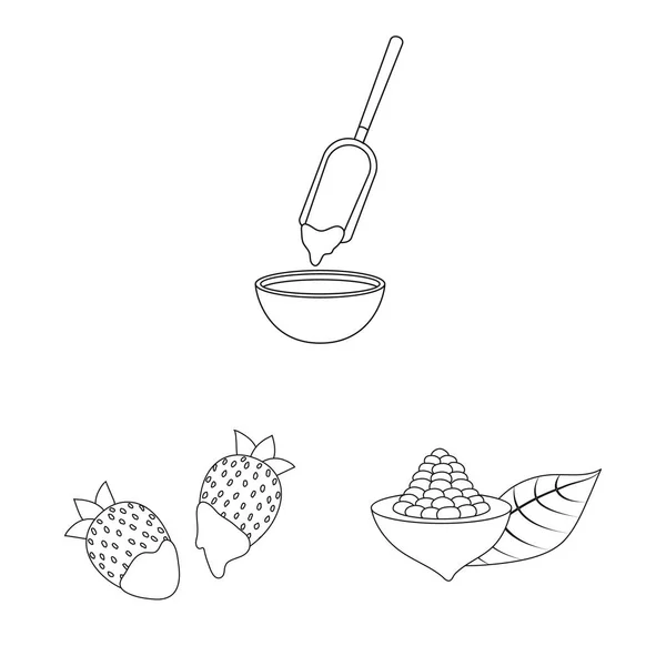 Illustration vectorielle du logo cacao et haricots. Ensemble d'icône vectorielle cacao et douceur pour stock . — Image vectorielle