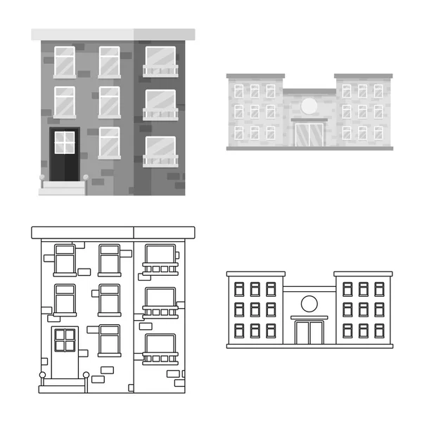 Objeto isolado do logotipo municipal e central. Conjunto de ilustração vetorial de ações municipais e imobiliárias . —  Vetores de Stock