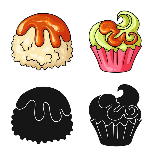 Şekerleme ve mutfak işareti vektör Illustration. Şekerlemeler ve hisse senedi için ürün vektör simge kümesi.