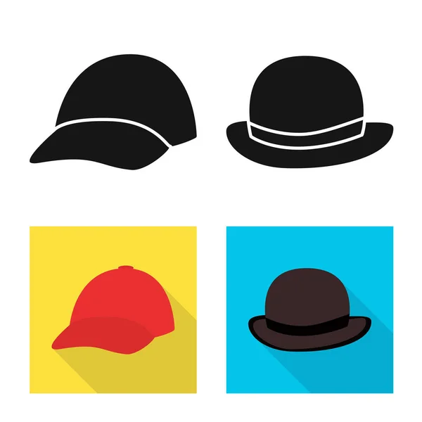 Geïsoleerde object van kleding en cap logo. Set van kleding en baret voorraad vectorillustratie. — Stockvector