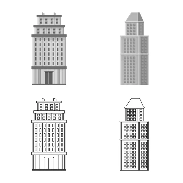 Изолированный объект городского и центрального логотипа. Набор векторных значков для склада . — стоковый вектор