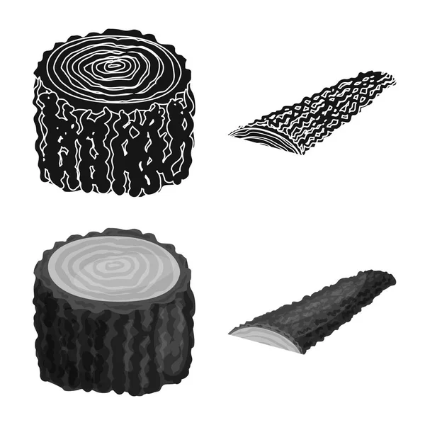 Ağaç ve ham işareti vektör tasarımı. Hisse senedi için ağaç ve inşaat vektör simge kümesi.