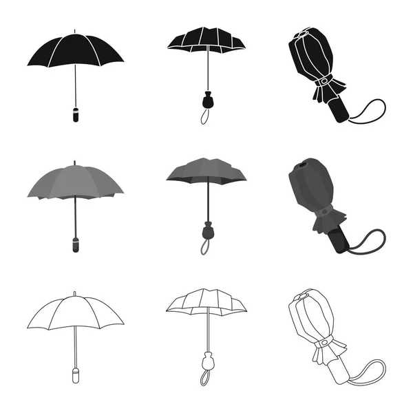 Vectorillustratie van bescherming en gesloten pictogram. Verzameling van bescherming en regenachtige voorraad vectorillustratie. — Stockvector