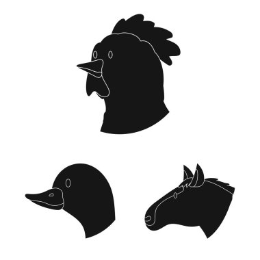 Çiftlik vektör tasarımı ve organik logo. Web için çiftlik ve baş stok sembolü seti.