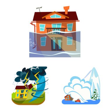 Tufan ve felaket simge vektör tasarımı. Tufan ve kıyamet vektör simgesini hissenin topluluğu.