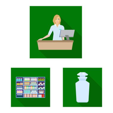 Hastane ve yardım simgesi izole nesne. Stok lar için hastane ve sağlık vektör simgesi seti.