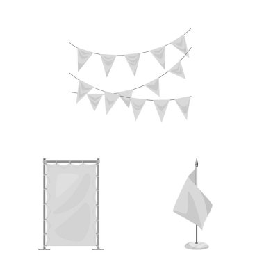 Promosyon vektör tasarımı ve Tekstil logosu. Promosyon ve beyaz hisse senedi vektör çizim seti.