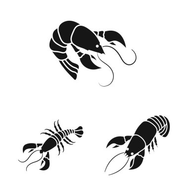 Et ve incelik logosu vektör tasarımı. Web için et ve yengeç stok sembolü seti.