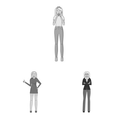 Duygu ve kadın logosu izole nesne. Web için duygular ve vücut stok sembolü koleksiyonu.
