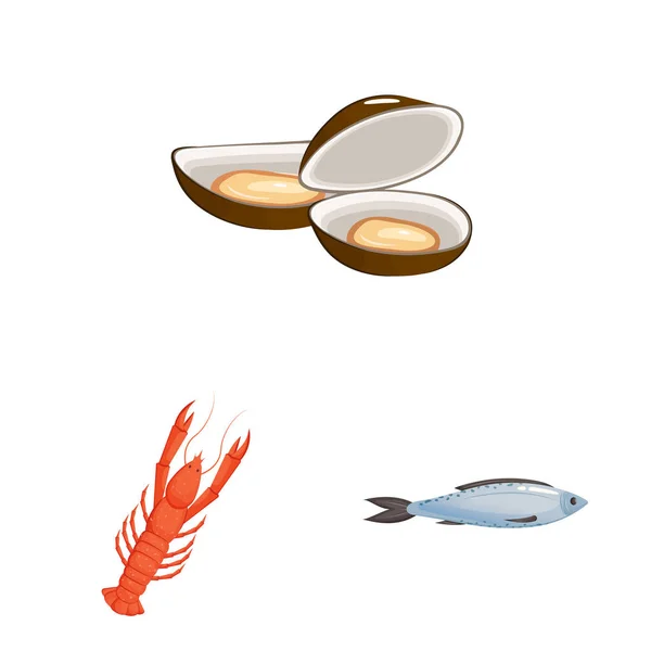 Ilustração vetorial do logotipo da comida e do mar. Coleta de alimentos e ilustração saudável do vetor de estoque . — Vetor de Stock