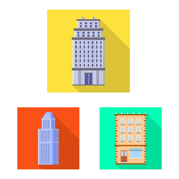 Vektorillustration av kommunalt och center symbol. Uppsättning av kommunal och estate aktiesymbol för webben. — Stock vektor
