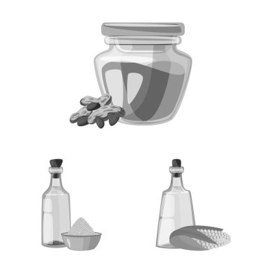 Beslenme ve organik işareti vektör illüstrasyon. Beslenme ve cam stok vektör illüstrasyon seti.