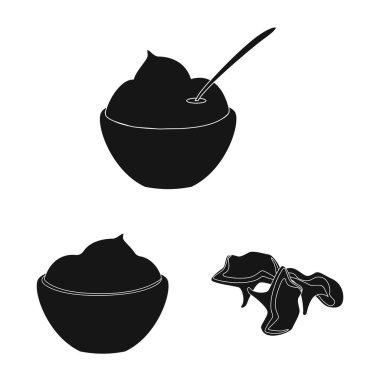 Organik ve pişirme simgesinin izole nesnesi. Stok için organik ve tatlar vektör simgesi kümesi.