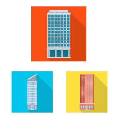 Belediye izole nesnesini ve merkezi sembolü. Web için belediye ve Emlak hisse senedi simgesi kümesi.