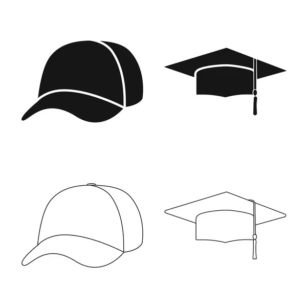 Design vettoriale dell'icona dell'abbigliamento e del cappuccio. Set di abbigliamento e berretto icona vettoriale per magazzino . — Vettoriale Stock
