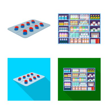 Perakende ve sağlık simge vektör Illustration. Perakende ve sağlık hisse senedi vektör çizim seti.