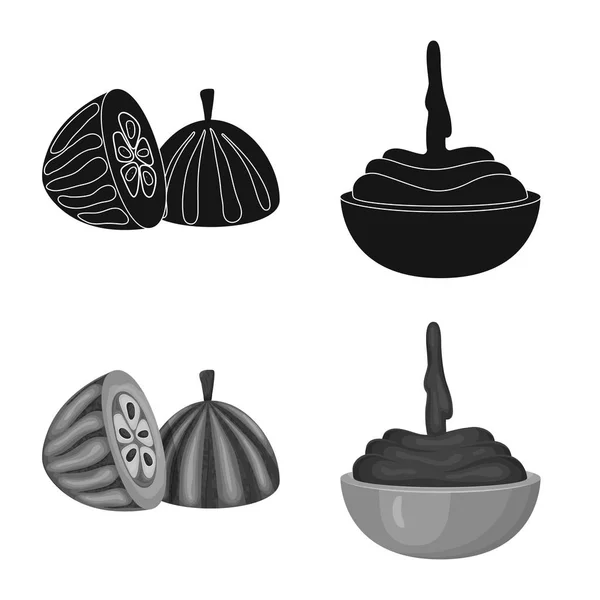 Vektorillustration von Lebensmitteln und leckeres Symbol. Essensset und braunes Vektorsymbol für Vorrat. — Stockvektor