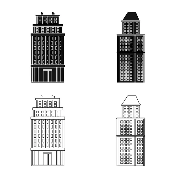 Vektor-Design der kommunalen und Zentrum-Symbol. Satz kommunaler und Immobilienaktienzeichen für das Web. — Stockvektor