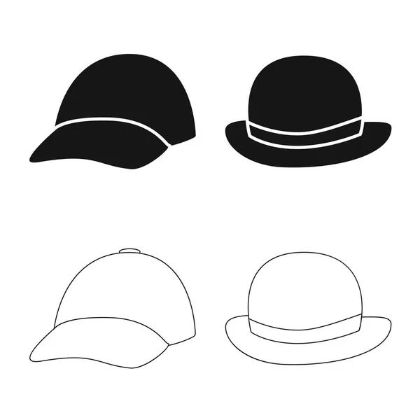 Ilustración vectorial de ropa y letrero de gorra. Conjunto de prendas de vestir y boina vector icono para stock . — Vector de stock