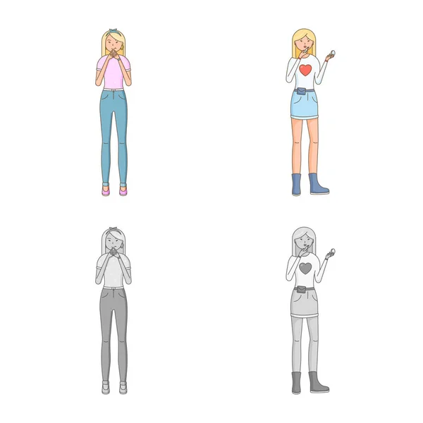 姿勢と気分のロゴのベクター デザイン。姿勢と女性株式ベクトル図のセット. — ストックベクタ