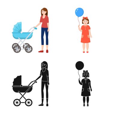 Vektör Illustration karakter ve avatar işareti. Karakter ve portre hisse senedi vektör çizim seti.