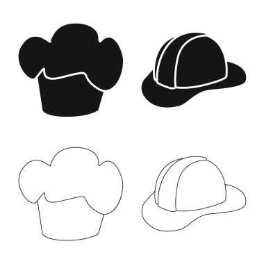 Giyim ve kap simge vektör tasarımı. Giyim ve hisse senedi için bere vektör simge kümesi.