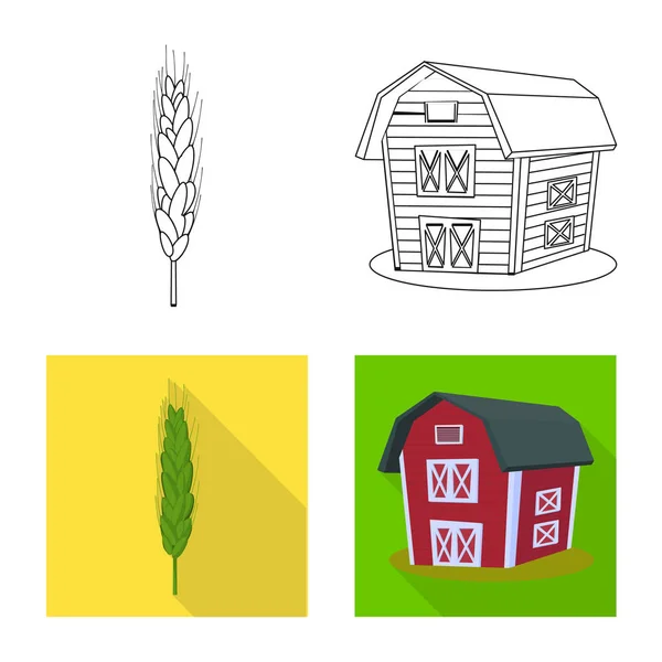 Projeto vetorial da agricultura e logotipo da agricultura. Coleta da agricultura e ilustração vetorial do estoque vegetal . — Vetor de Stock