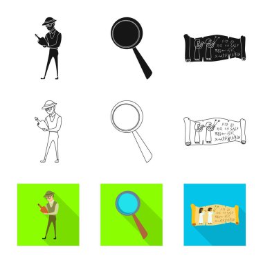 Vektör tasarımı bir hikaye ve öğeleri işaret. Web için hikaye ve öznitelikleri hisse senedi simgesi kümesi.