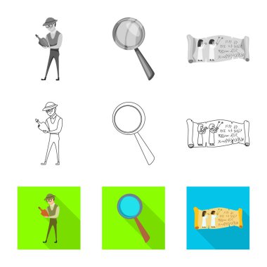 Hikaye ve öğeleri simge vektör tasarımı. Hisse senedi için hikaye ve öznitelikleri vektör simge kümesi.