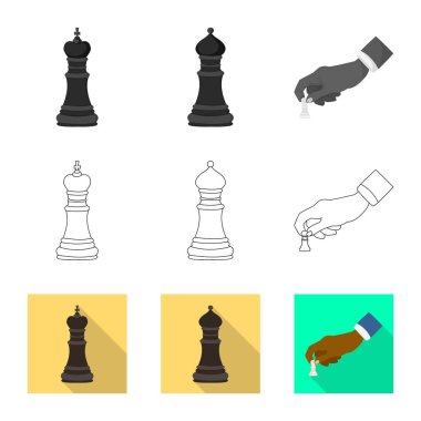 Şah mat ve ince simge vektör çizimi. Şah mat ve hedef hisse senedi simgesi web için kümesi.