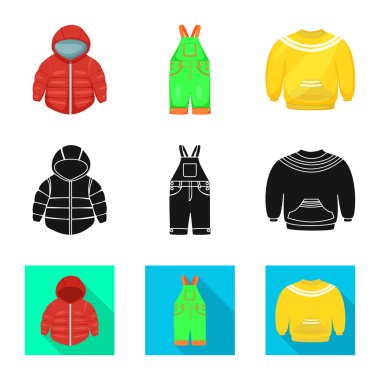 Moda ve giysi simge vektör tasarımı. Hisse senedi için moda ve pamuk vektör simge topluluğu.