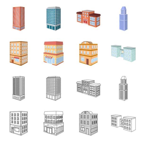 Progettazione vettoriale di costruzione e segno di costruzione. Set di icone vettoriali di costruzione e proprietà per magazzino . — Vettoriale Stock