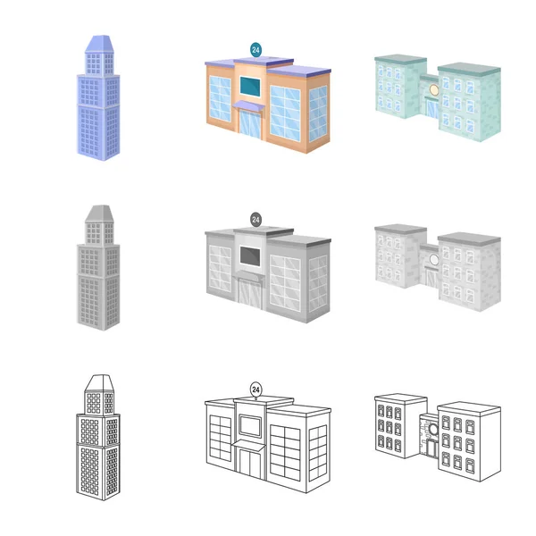 Vektorillustration der Konstruktion und des Gebäude-Logos. Sammlung von Bau- und Immobilienaktienzeichen für das Web. — Stockvektor