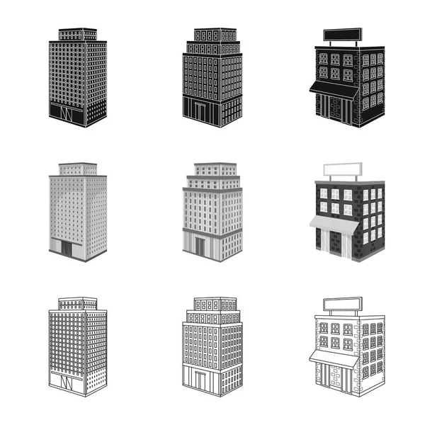 Conception vectorielle de la construction et du symbole du bâtiment. Ensemble de construction et d'illustration vectorielle de stock immobilier . — Image vectorielle