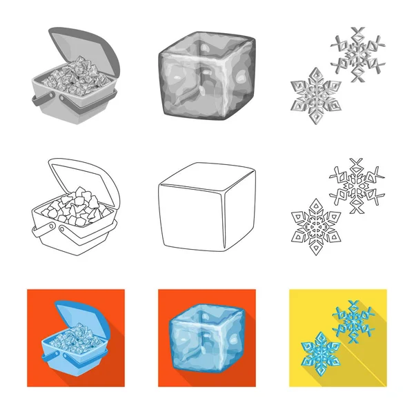 Objeto aislado de textura y símbolo congelado. Conjunto de textura e icono de vector transparente para stock . — Archivo Imágenes Vectoriales