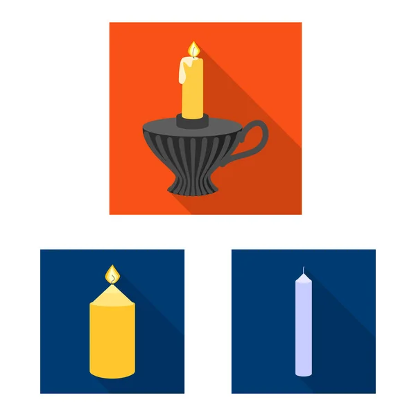 Objet isolé de lumière aux bougies et symbole de décoration. Jeu de bougies et icône vectorielle de flamme pour stock . — Image vectorielle
