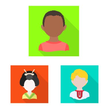 Ulus ve yarış logo vektör Illustration. Ulus ve Kullanıcı hisse senedi simgesi web için kümesi.