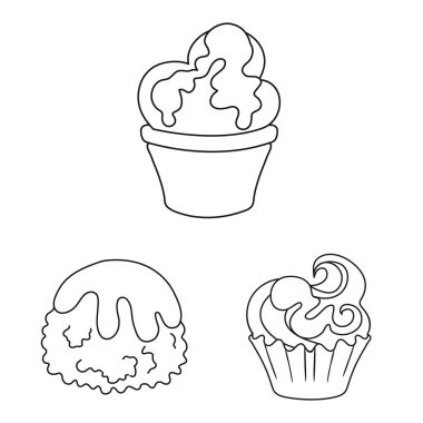 Tatlı ve ürün logo vektör Illustration. Tatlı ve karamel hisse senedi vektör çizim seti.