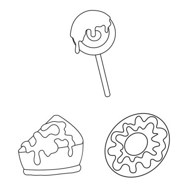 Tatlı ve ürün işareti vektör Illustration. Hisse senedi için tatlı ve karamel vektör simge kümesi.