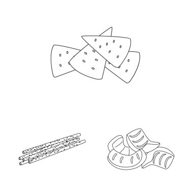 Ürün ve menü logosunun vektör çizimi. Ürün ve lezzet stok vektör illüstrasyon koleksiyonu.