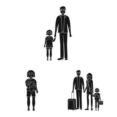 Yüz ve portre simgesinin vektör çizimi. Web için yüz ve insan stok sembolü koleksiyonu.