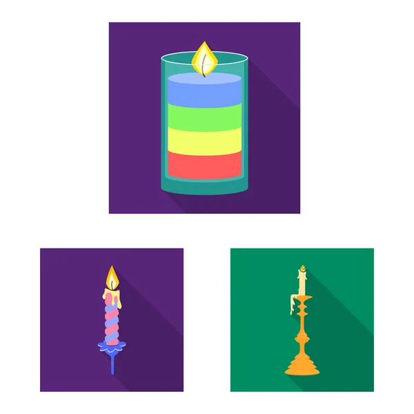 烛光和装饰标志的矢量插图。收集烛光和火焰股票符号的网络. — 图库矢量图片