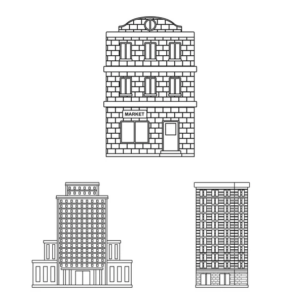 Векторний дизайн архітектури та зовнішньої піктограми. Набір архітектури та міського запасу Векторні ілюстрації . — стоковий вектор